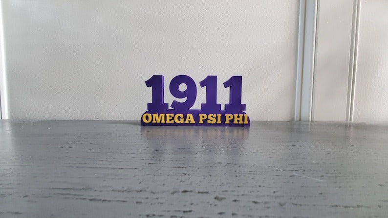 OMEGA PSI PHI Fraternity 1911 Purple desk plate.