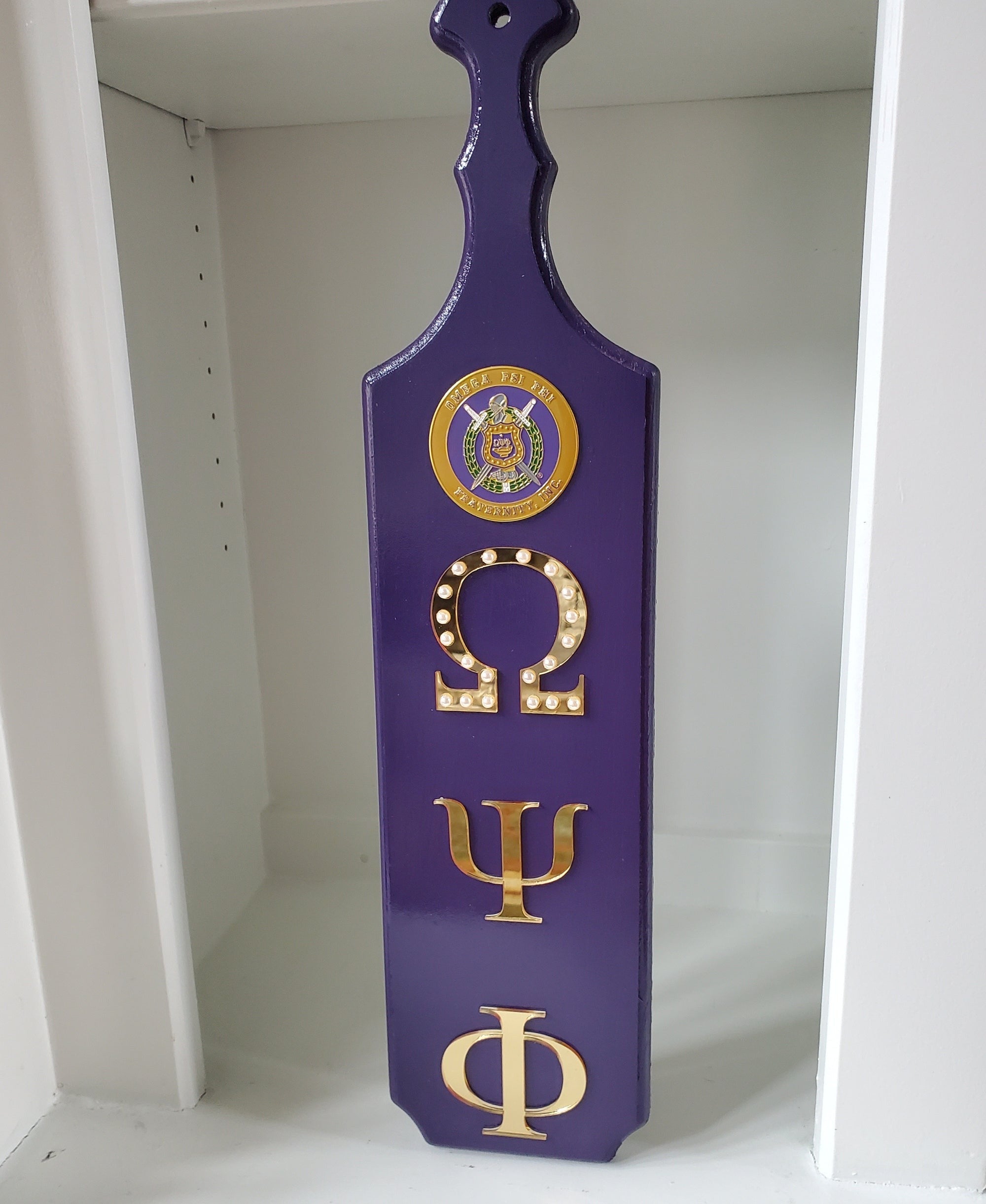 OMEGA PSI PHI WOODEN PADDLE PURPLE