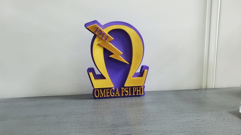 OMEGA PSI PHI Fraternity Thunder Desk Plate